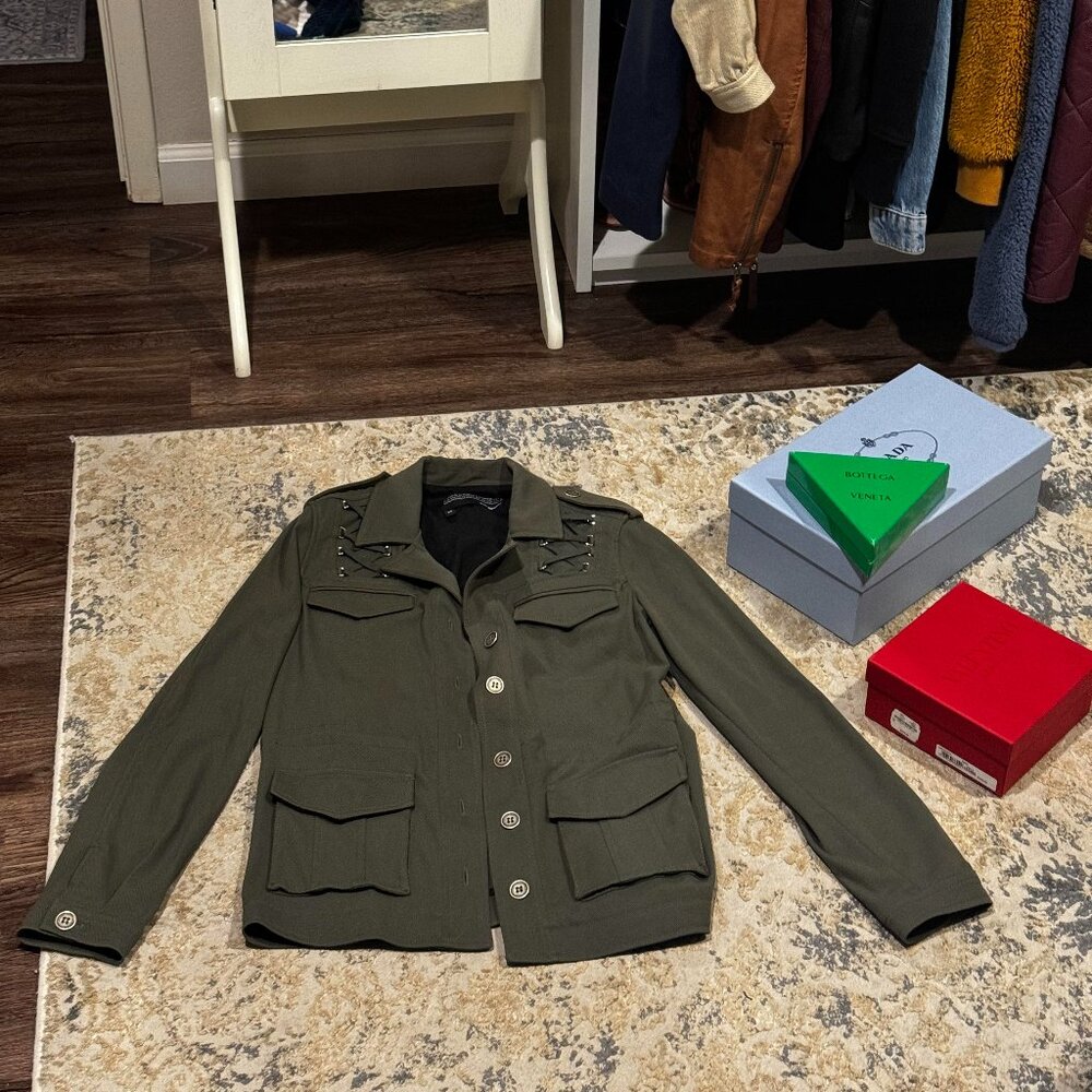 The Kooples army green jacket with braid detail, XS